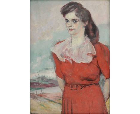 ▴ Alfred Aaron Wolmark (Polish-British, 1877-1961)Portrait of Iris Williamssigned 'WOLMARK' l.l., oil on canvas76 x 50.5cmPai