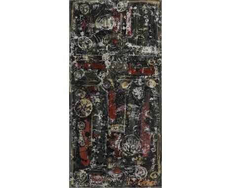 Massoud Arabshahi (Iranian, 1935-2019)Untitled, c.1960signed l.r., mixed media on card99.5 x 48.5cm, unframedMassoud Arabshah