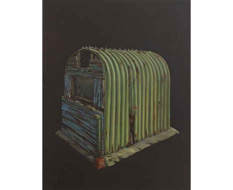 ▴ Julian Perry (b.1960)'Anderson Shelter'oil on board 79 x 61.5cmtogether with: a preparatory study signed, inscribed and dat