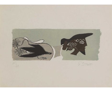 ▴ Georges Braque (French, 1882-1963) 'Cinq Poésies en Hommage à Georges Braque'lithograph in colours, 1958, signed 'G Braque'