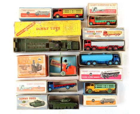 Property of a deceased estate - nine assorted boxed Dinky Toys including Coventry Climax Fork Lift Truck, model 14c, some box