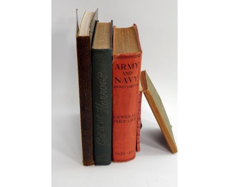 Store and Trade catalogues.  Army & Navy Stores 1939-40, Asprey & Co 1931, Harrods 1930, W F Stanley 1925, and Weale's Rudime