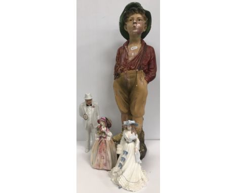 A Royal Doulton figure "Sir Winston Churchill" (HN3057), another "June" (HN2027), a Coalport Femmes Fatales figure "Emma Hami