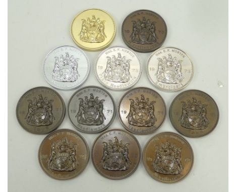 A group of Rhodesia Railways Arts & Crafts Exhibition medals awarded to Mrs E.F. Morton for needlework, embroidery and toys 1