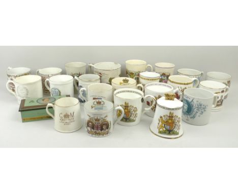 A quantity of Royal Memorabilia commemorative ceramic mugs comprising Victorian, Edwardian 1902, Edward VII, Doulton, Paragon