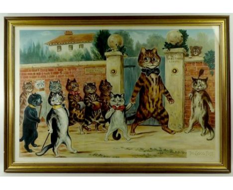 Louis Wain (1860-1939): 'The Good Puss', a coloured lithograph of Dame Tibby's School, printed by Orford Smith Ltd St. Albans