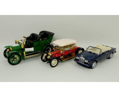 A Franklin Mint model, scale 1:16, of a Rolls Royce 1905 HP, a 1:24 model of 1919 Phantom 1, and a third of a 1992 Corniche I