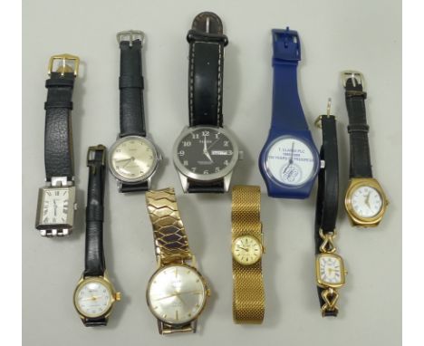 A quantity of wristwatches including a Precimax Incabloc Swiss made gold plated lady's wristwatch, an Everite Classic 17 Jewe