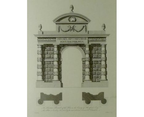A pair of modern reproductions of architectural etchings, 47 by 35cm. (2) 