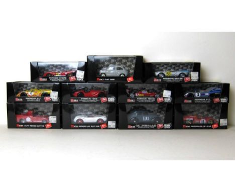 A quantity of Brumm scale models, comprising; a Fiat 600, 1955, R247, a Porsche 550 RS, 1954, R276, a Porsche 550RS, 1954, R2
