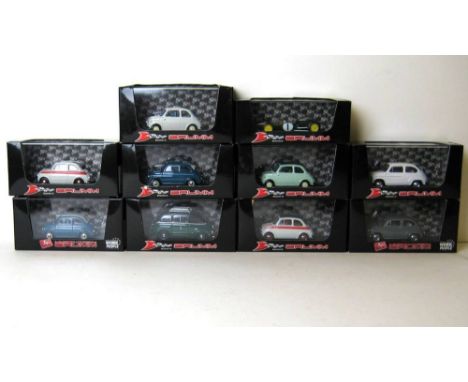 A quantity of Brumm scale models, comprising; a Fiat 600D, 1960, R336, a Fiat Nuova 500, 1957, R347, a Fiat Nuova 500, 1957, 