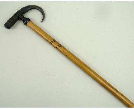 An Austrian walking stick, 19th century, with chamoix horn handle, stamped 'Grindelwald', 96cm long. 