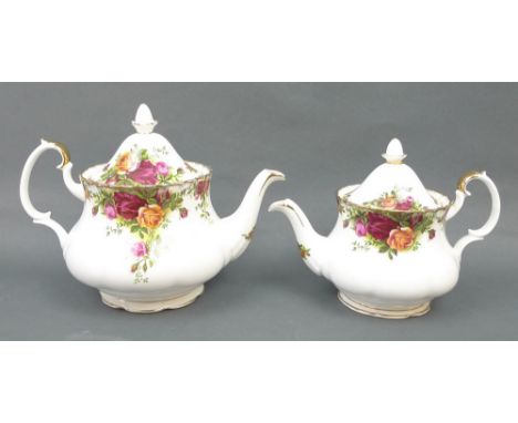 A Royal Albert porcelain part dinner and tea service decorated in the 'Old Country Roses' pattern, some seconds, comprising; 