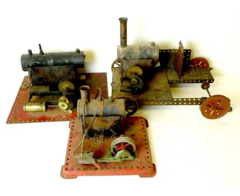 A large quantity of Meccano, a  Griffin and George Ltd. stationary engine, three further Mamod engines, a number two motor, m
