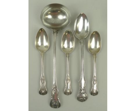 A William IV silver King's pattern cream ladle, William Eaton, a similar Victorian serving spoon, Joseph & Albert Savory, Lon