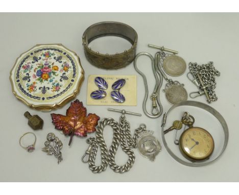 A quantity of jewellery including a 9ct gold, ruby and diamond cluster ring, similar ear studs, a Charles Rennie Mackintosh s