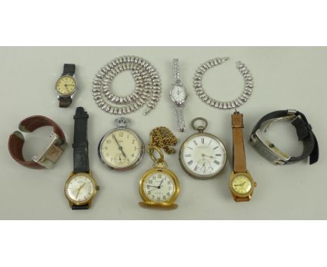 An H Samuel silver gentleman's key wind, open faced pocket watch, enamel dial bearing Roman numerals, subsidiary seconds dial