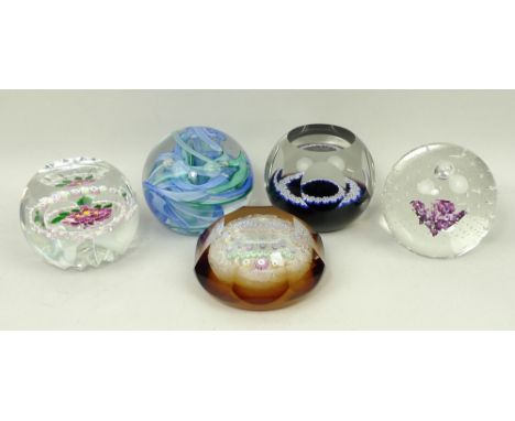 A group of Caithness glass paperweights, comprising; a Queen's Golden Jubilee 1952-2002, boxed, Dew Drops weight, faceted flo