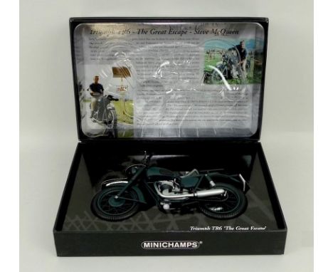 A Minichamps 'The Great Escape' Triumph TR6 1960 scale 1:12 model, mint and boxed.