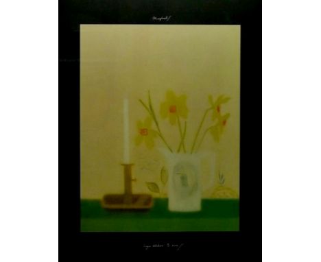 Craigie Aitchison CBE RA (1926-2009): Daffodils & Candlesticks, colour screen print, signed in white ink, artist's proof, dat
