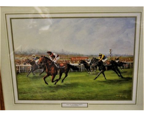 Old Vic in Irish Derby'-by Ian Graham signed in 1989-measurements 59cm x 49cm-coloured print-framed and glazed-excellent cond