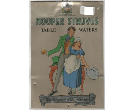 Advertising -Hooper Stoves Table Water-Metal colour advert-vintage-suspension gilt at top