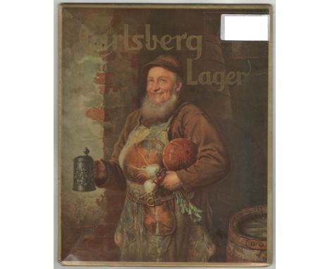 Advertising-Carlsberg Lager - colour advert - vintage 6.1/2" x 8" in metal frame