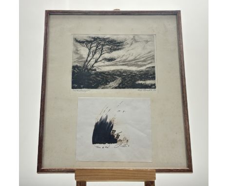 A pair of works framed together- Alfie Buckle, Windswept, etching, signed, titled and dated 37 in pencil (13.5cmx18cm) bellow