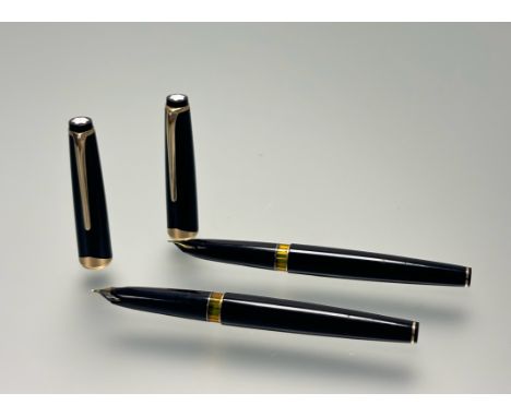 Two Montblanc Meisteruck No 12 gold nibbed fountain pens no boxes or papers: 13cm 