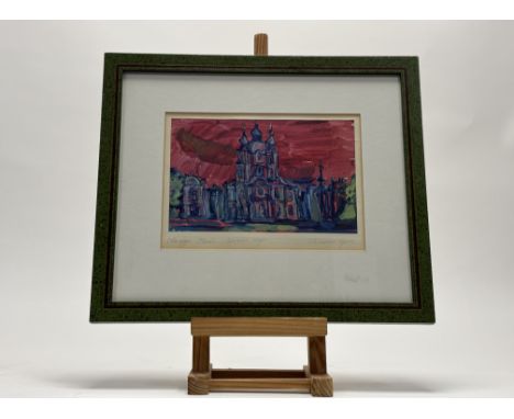 Russian 20thc School, Smol'nyy Cathedral, watercolour, signed, titled and dated 1993 in pencil bellow, inscribed verso, in a 