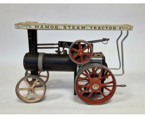 Mamod steam tractor&nbsp;with black painted body and cream canopy, 25cm long&nbsp;