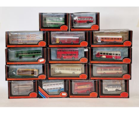 Fifteen boxed 1:76 scale Exclusive First Editions diecast model&nbsp;buses to include 26803 Leyland Duple Coach Red &amp; Whi