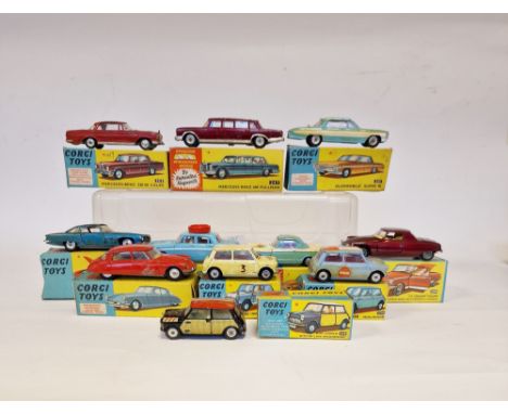 Quantity of playworn Corgi Toys with boxes (flap cut) to include 247 Mercedes Benz 600 Pulman, 253 Mercedes-Benz 220 SE coupe