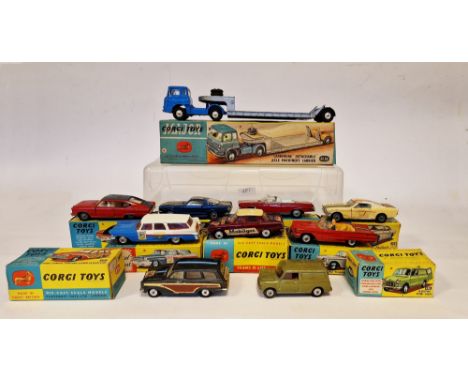 Quantity of playworn Corgi Toys with boxes (flap cut) to include 1131 "Carrimore" detachable axle machinery carrier, 450 Aust