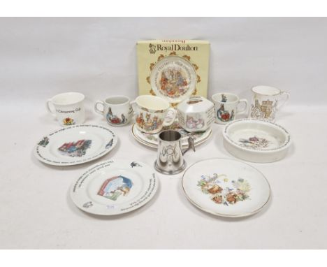 Group of Wedgwood Beatrix Potter nursery wares, Royal Doulton Bunnykins&nbsp;and other associated wares, various printed mark
