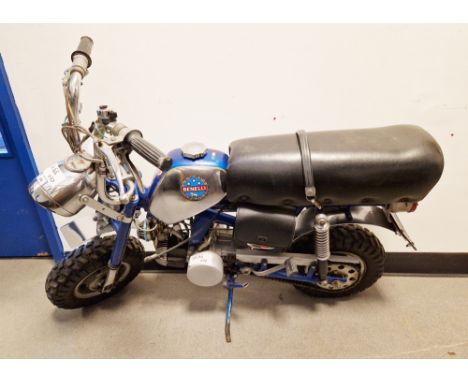 Vintage petrol Benelli mini bike&nbsp;made in Italy, with chrome and blue tank and chrome decoration throughout (currently un