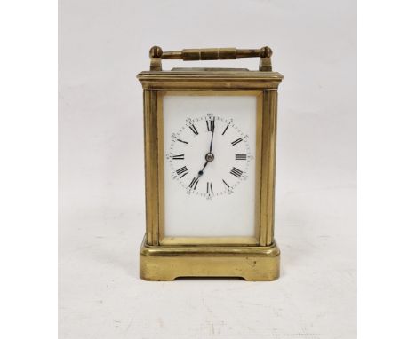 Early 20th century brass striking carriage clock, the movement by Hands, white enamelled dial with roman numerals  Condition 