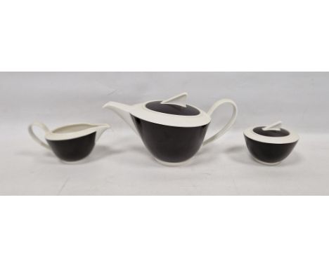 Contemporary Villeroy &amp; Boch 'Wonderful World' black ground Easy Collection part tea service, printed black marks, with b