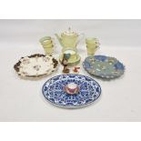 Royal Albert Crown China Art Deco part coffee service with yellow, green and gilt banded decoration,