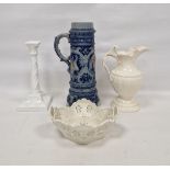 Late 19th century German stoneware Westerwald-type large stein, of tapering cylindrical form,