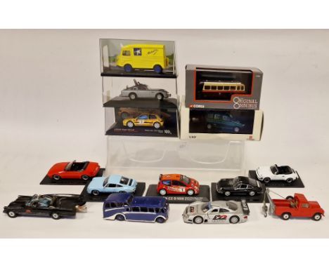 Two boxes of diecast models to include boxed Corgi The Original Omnibus Company 97850 L5G Merthyr Tydfil, Corgi Toys, Batman 