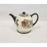 Royal Doulton 'Canterbury Pilgrims' pattern teapot, early 20th century, printed black marks, painted