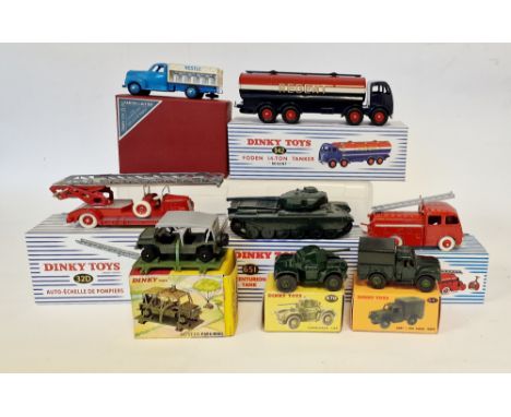 Quantity of Dinky Mattel diecast model cars to include 942 Foden 14-ton tanker, 32e Fourgon incendie premier secours berliet,