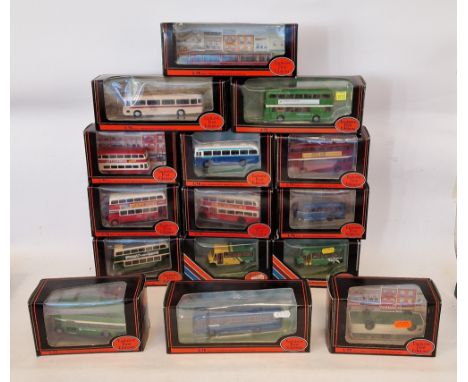 Fifteen boxed 1:76 scale Exclusive First Editions diecast model buses to include 15702 Plaxton Coach Ribble N.B.C, 15704 Paxt