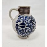 Westerwald stoneware royal monogrammed jug, first half of the 18th century, moulded with crowned
