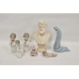 Group of Lladro porcelain figures and other items, including: a figure of the Madonna 17cm high, a
