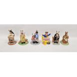 Collection of six Royal Doulton Bunnykins figures including 'Land Girl' from the WWII series, '