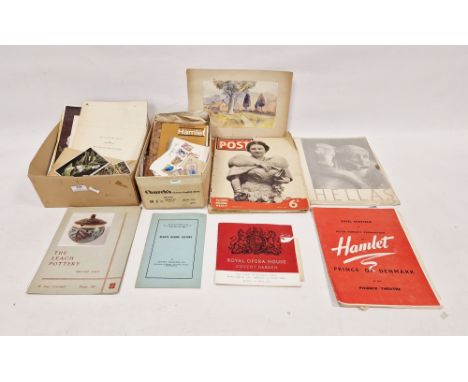 Collection of loose worldwide stamps and stamp albums&nbsp;and other items including: a Leach Pottery catalogue for 1957, ass