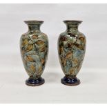 Pair of Royal Doulton stoneware 'Natural Foliage' ware vases by Florrie Jones, late 19th century,