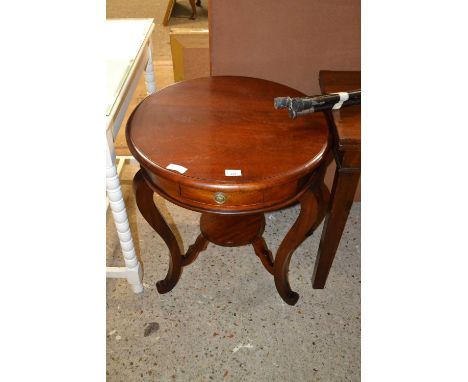 Reproduction circular mahogany two tier lamp table